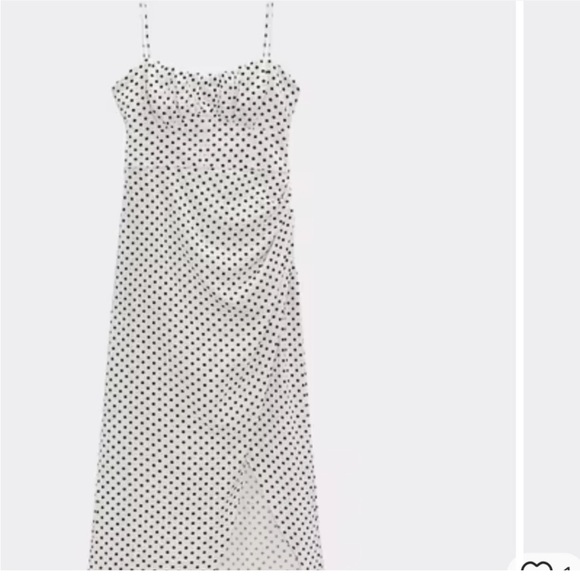 Zara polka dot dress midi linen blend - Picture 1 of 4